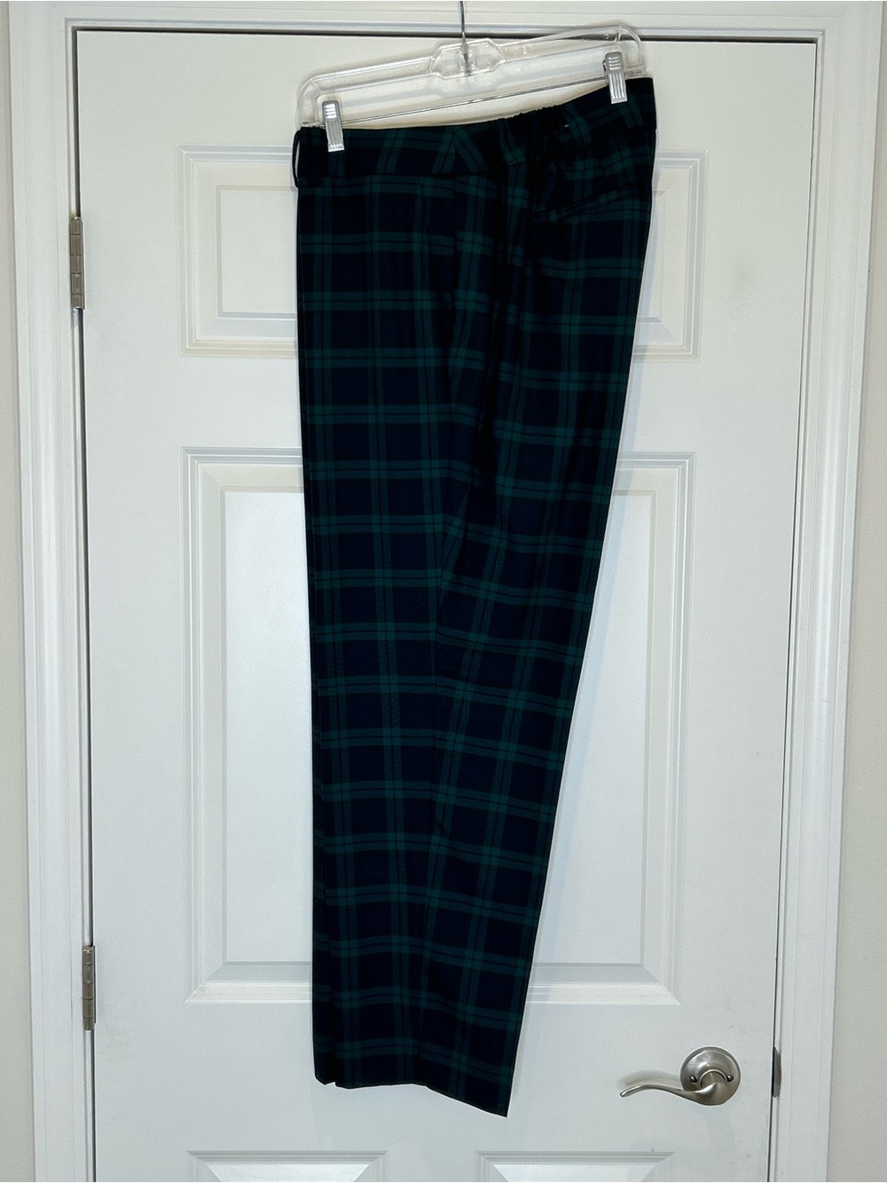 Talbots High-Waist Hampshire Ankle Green & Navy Plaid Cropped Pants Size 18W NWT